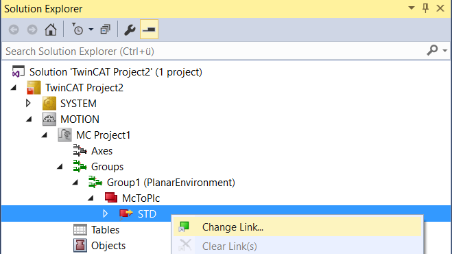 Example "Activating a Planar part position and moving a Planar mover" 7: