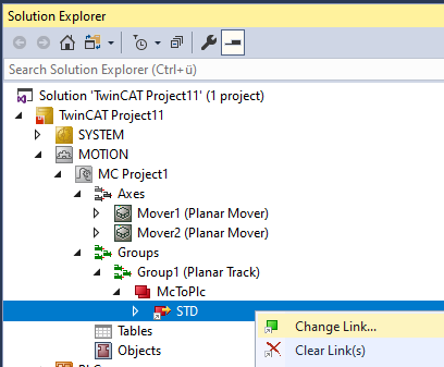 Example "Couple planar mover to track and moving it with DynamicsReductionMode" 4: