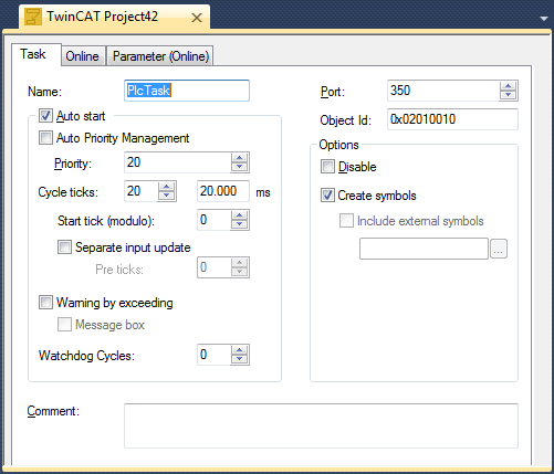 Receiving data from I/O-Task 1: