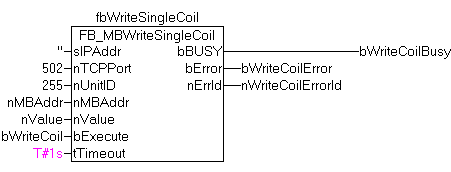 FB_MBWriteSingleCoil (Modbus function 5) 4: