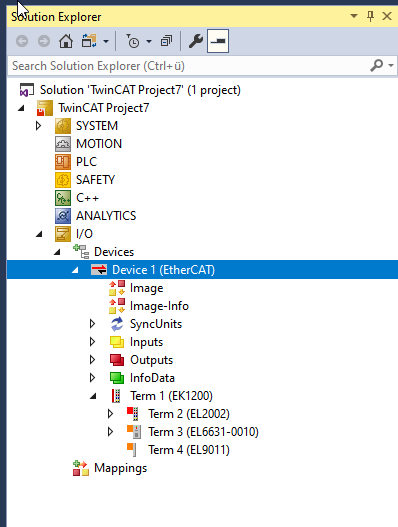 Integration via an EL6631-0010 1:
