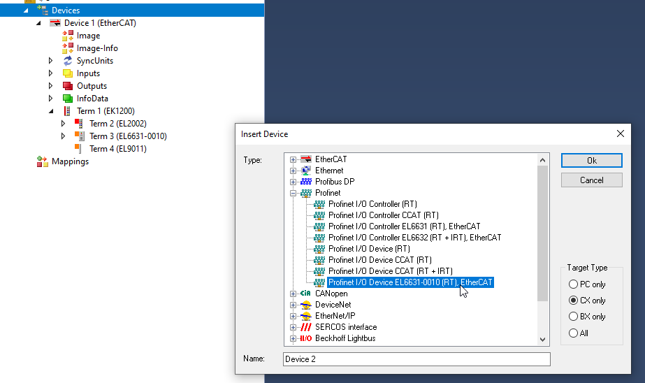 Integration via an EL6631-0010 3: