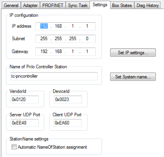 Settings 1: