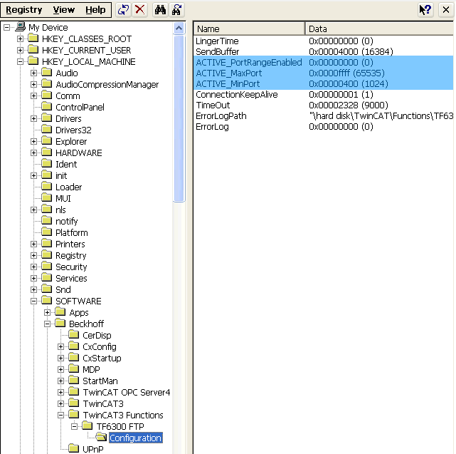 Configuration of the data ports for active FTP 3: