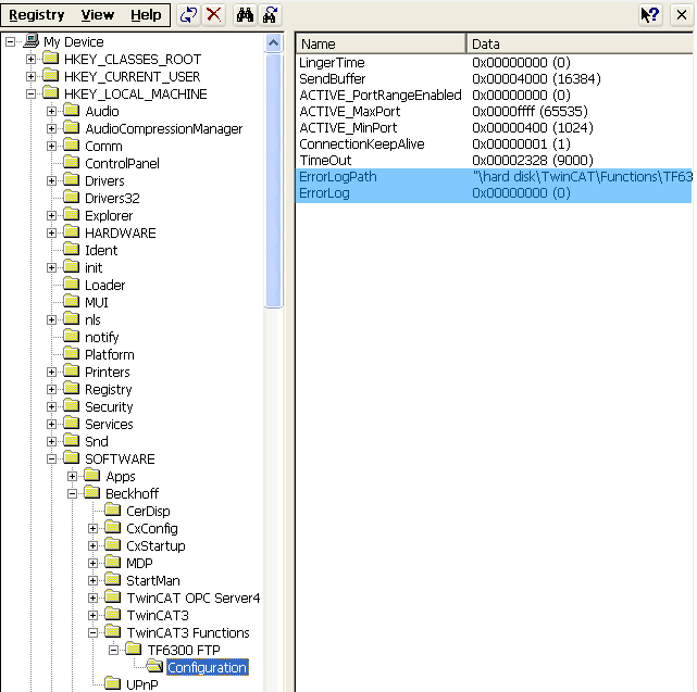 Activation of an error log file 2: