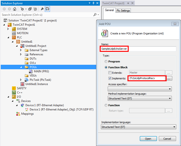 Quick Start (PLC / UDP) 1: