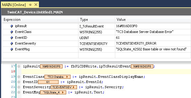 Database return codes 1: