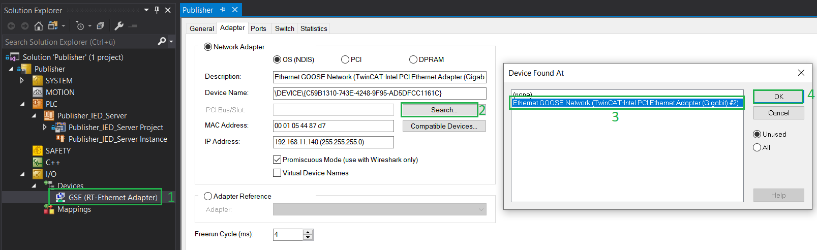 RT Ethernet adapter configuration 4: