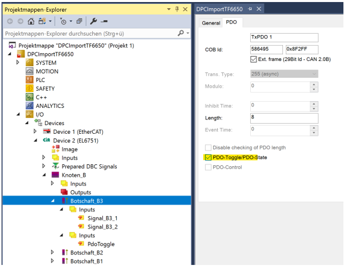 Monitoring of messages with the EL6751 2:
