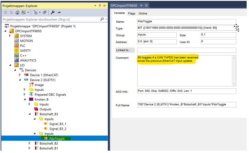 Monitoring of messages with the EL6751 3: