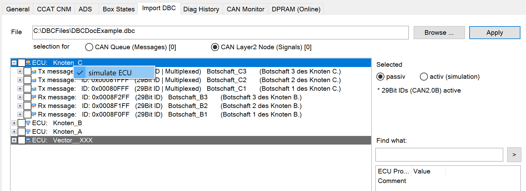 Marking a node for simulation 1: