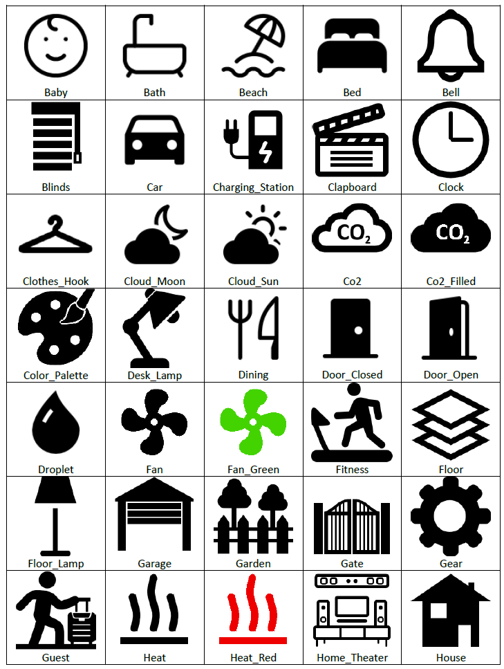 List of available icons 1: