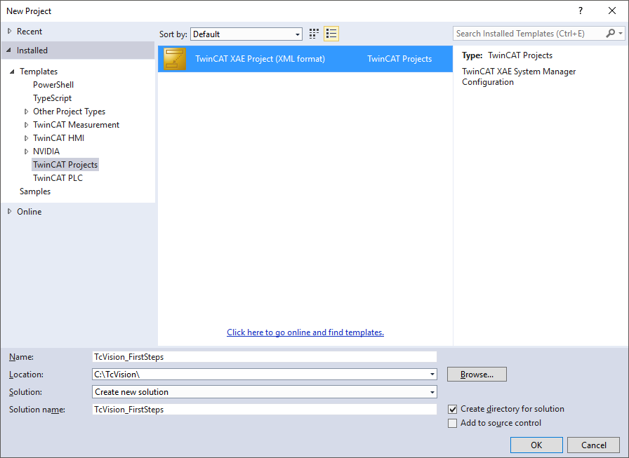 Creating a TwinCAT project 3: