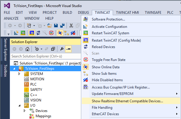 Installation of the TwinCAT real-time Ethernet driver 1: