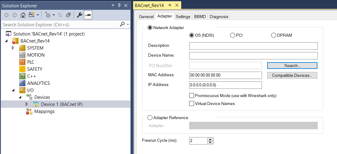 IP address settings 1: