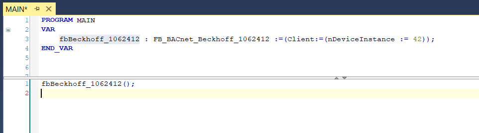 Using the FB created by FB_Code 1: