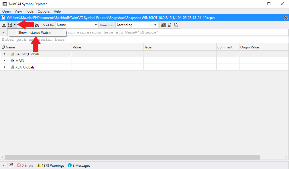 Open Instance Watch Template 1: