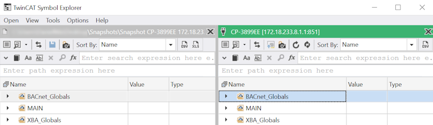 Instance view for parameterization of AI and AO objects 2:
