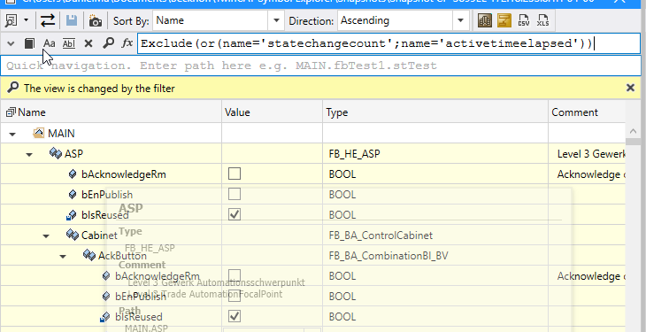 Synchronizing filtered data, example with Exclude 7:
