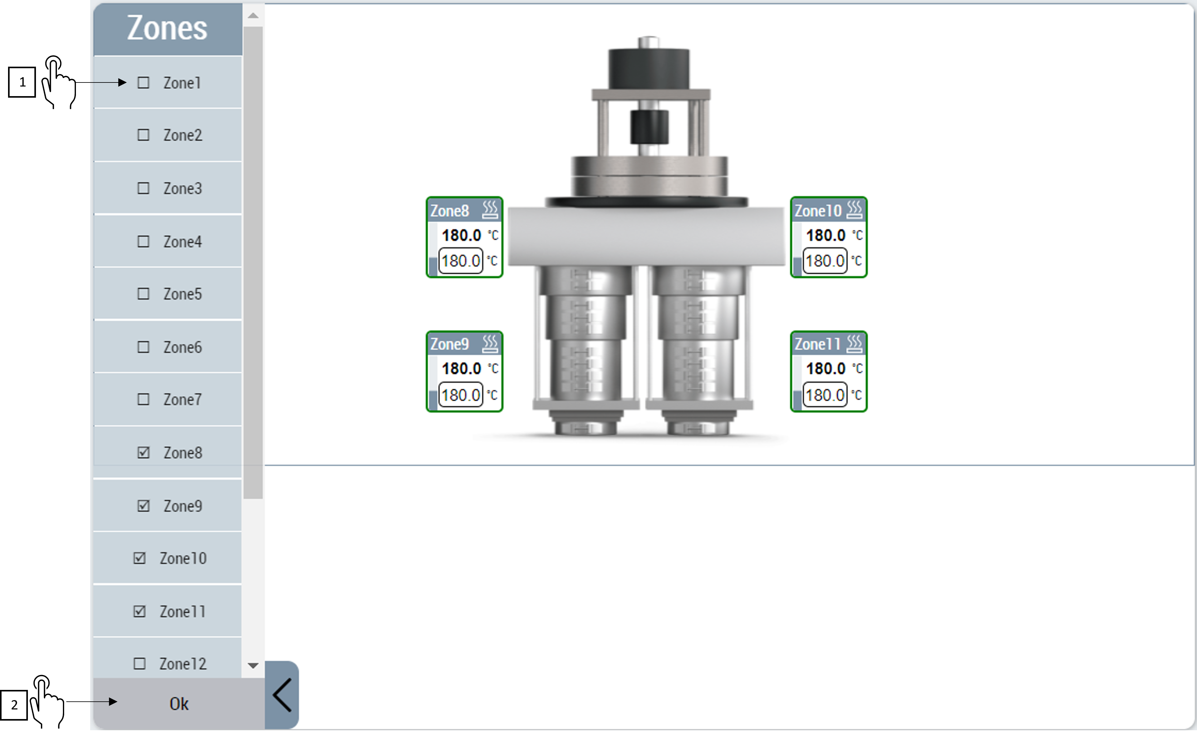 Add new temperature zones to layout 1: