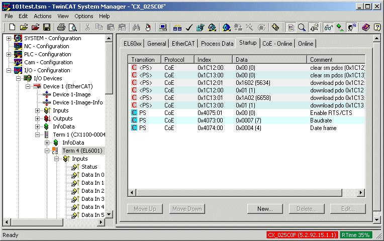 Configuration of serial interface 4: